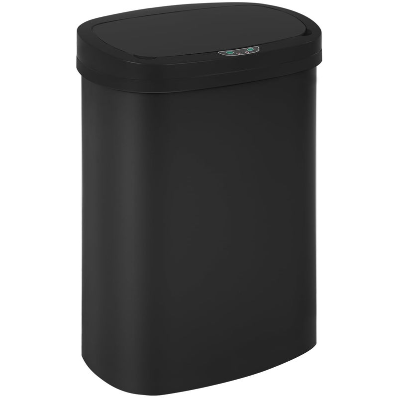 BestOffice Black Plastic Touch Free High-Capacity Garbage Can with Lid, 49L/13G, Rectangular, Quiet Close, Kitchen, Bedroom, Bathroom, Office - Image 1