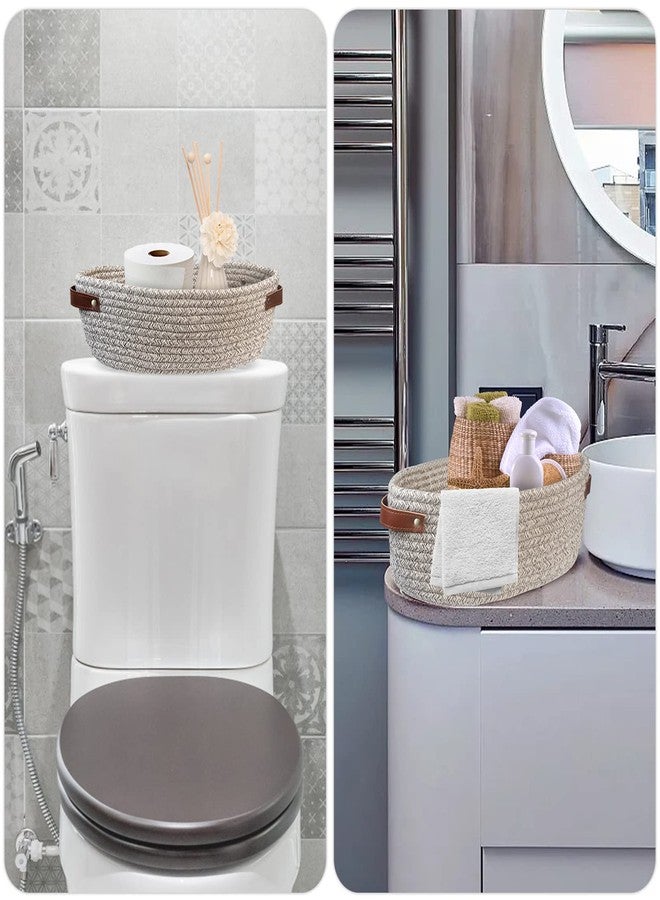 AmapleL Woven Storage Basket with Handles for Toilet Tank Top, Bathroom Storage Organizer Basket Bin Toilet Paper, Home Decor Organizing Baskets for Bathroom, Bedroom, Living Room - Image 5