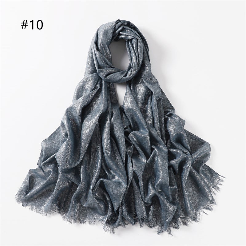 Spring Summer Solid Cotton Scarf Shawl 10# gray and blue 