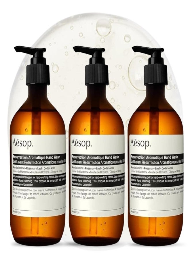 Aesop Resurrection Aromatique Hydrating Hand Wash | Gentle Non-Drying Hand Soap with Mandarin Rind, Rosemary & Lavender | Moisturizing Kitchen & Bathroom Soap | 16.9 oz (Pack of 3) - Image 1
