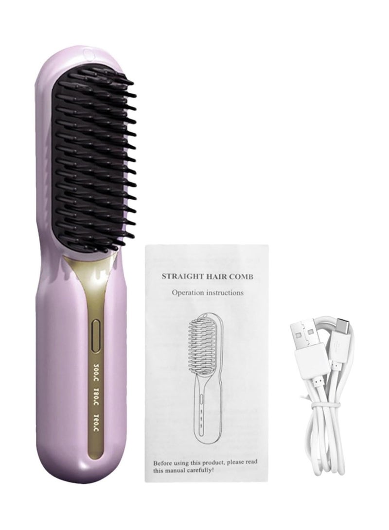 general Cordless Hair Straightener Brush 1500mAh Heated Hair Straightening Brush Electric Hair Brush Cordless Comb - Image 1