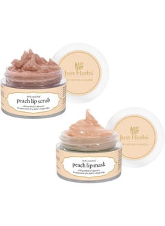Just Herbs Ayurvedic & Vegan Peach Lip Scrub & Lip Mask duo pack for Chapped, Pigmented & Dark lips, 30gm  - Image 1