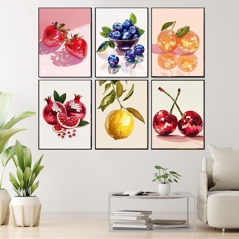 DAZZLEDOTS Diamond Art Kits for Adults, 6 Pack Disco Ball Diamond Painting Kits for Beginner Fruit 5D Full Drill Round Diamond Dots Crafts Gem Art for Home Wall Decor Gifts 12x16 Inch - Image 2