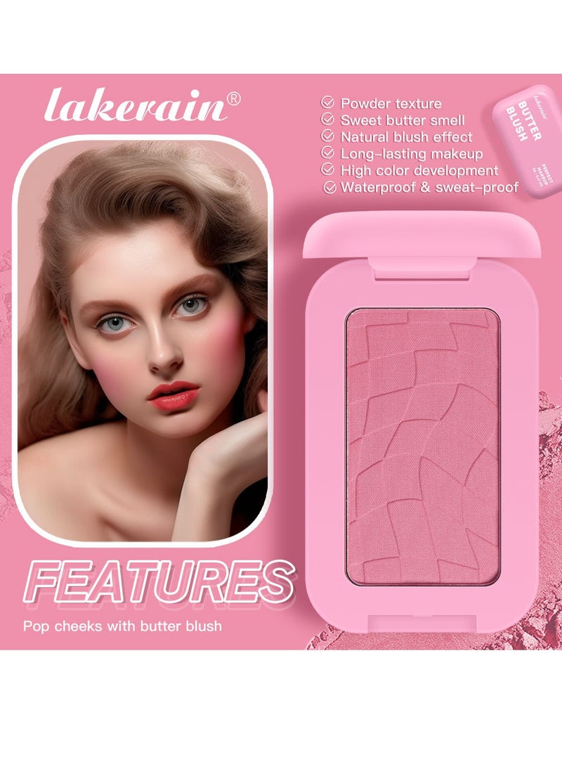 lakerain Butter Blush Matte Butter Blush Silky and Easy to Pigment Blusher Longwear Face Makeup Powder Waterproof and Sweat proof Shimmer Makeup Blush Palette 03 - Image 2