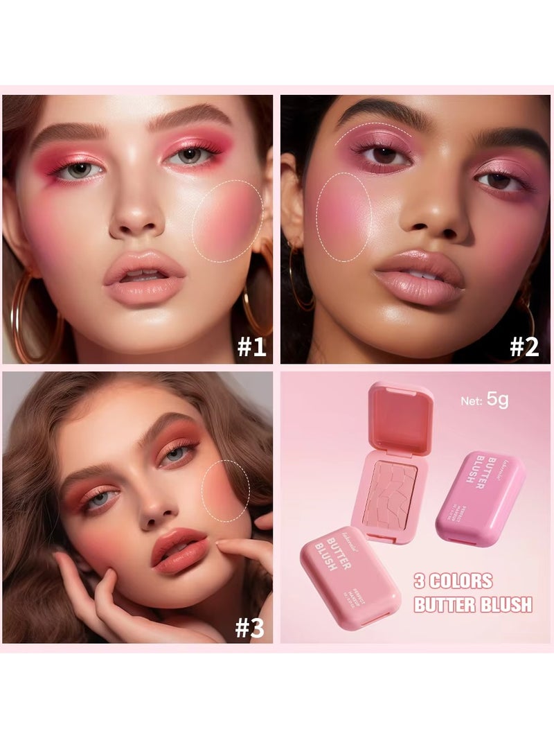 lakerain Butter Blush Matte Butter Blush Silky and Easy to Pigment Blusher Longwear Face Makeup Powder Waterproof and Sweat proof Shimmer Makeup Blush Palette 03 - Image 5