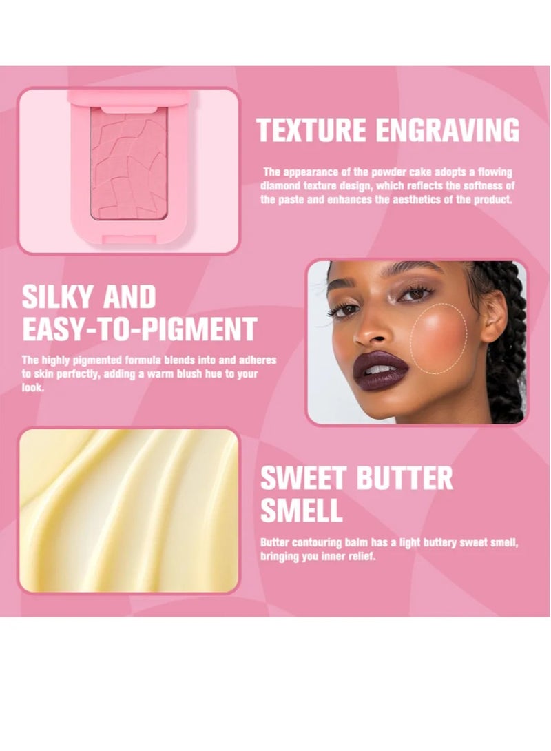 lakerain Butter Blush Matte Butter Blush Silky and Easy to Pigment Blusher Longwear Face Makeup Powder Waterproof and Sweat proof Shimmer Makeup Blush Palette 03 - Image 3
