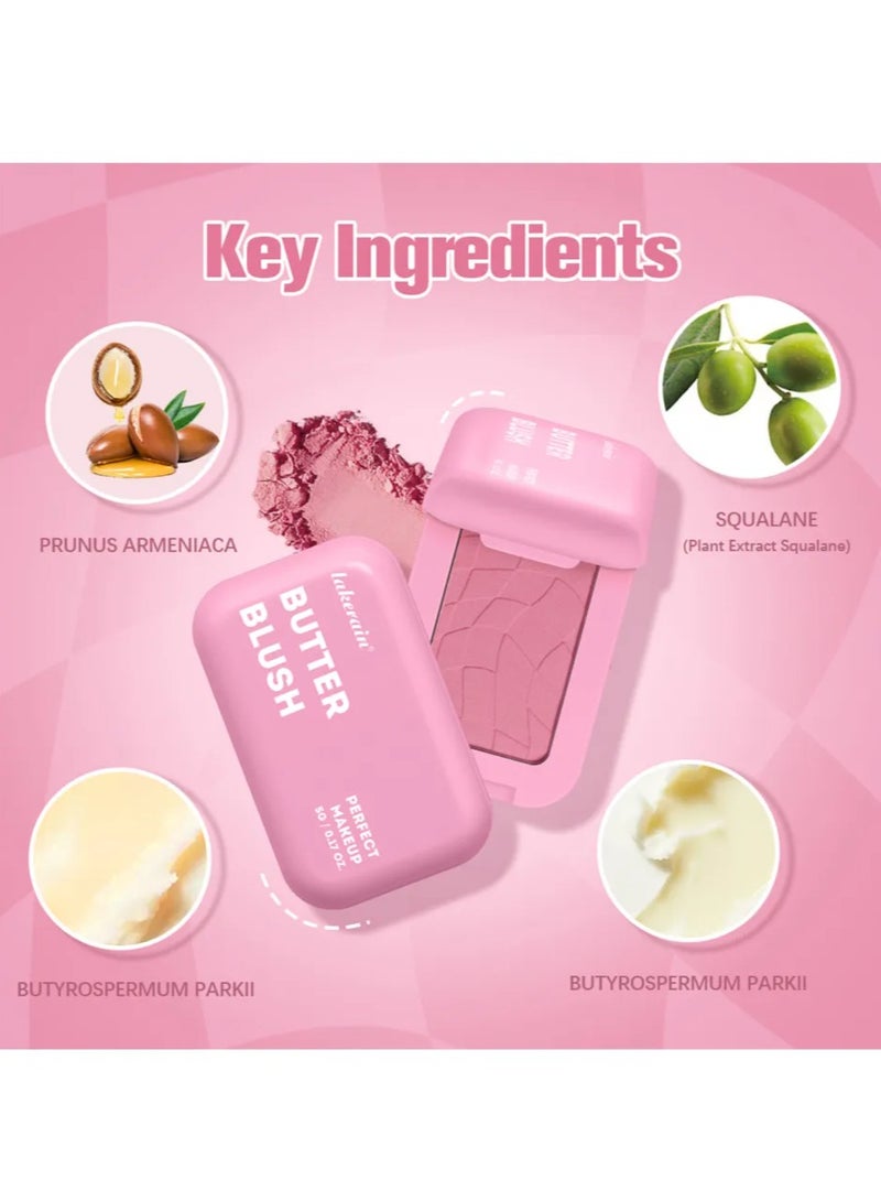 lakerain Butter Blush Matte Butter Blush Silky and Easy to Pigment Blusher Longwear Face Makeup Powder Waterproof and Sweat proof Shimmer Makeup Blush Palette 03 - Image 4