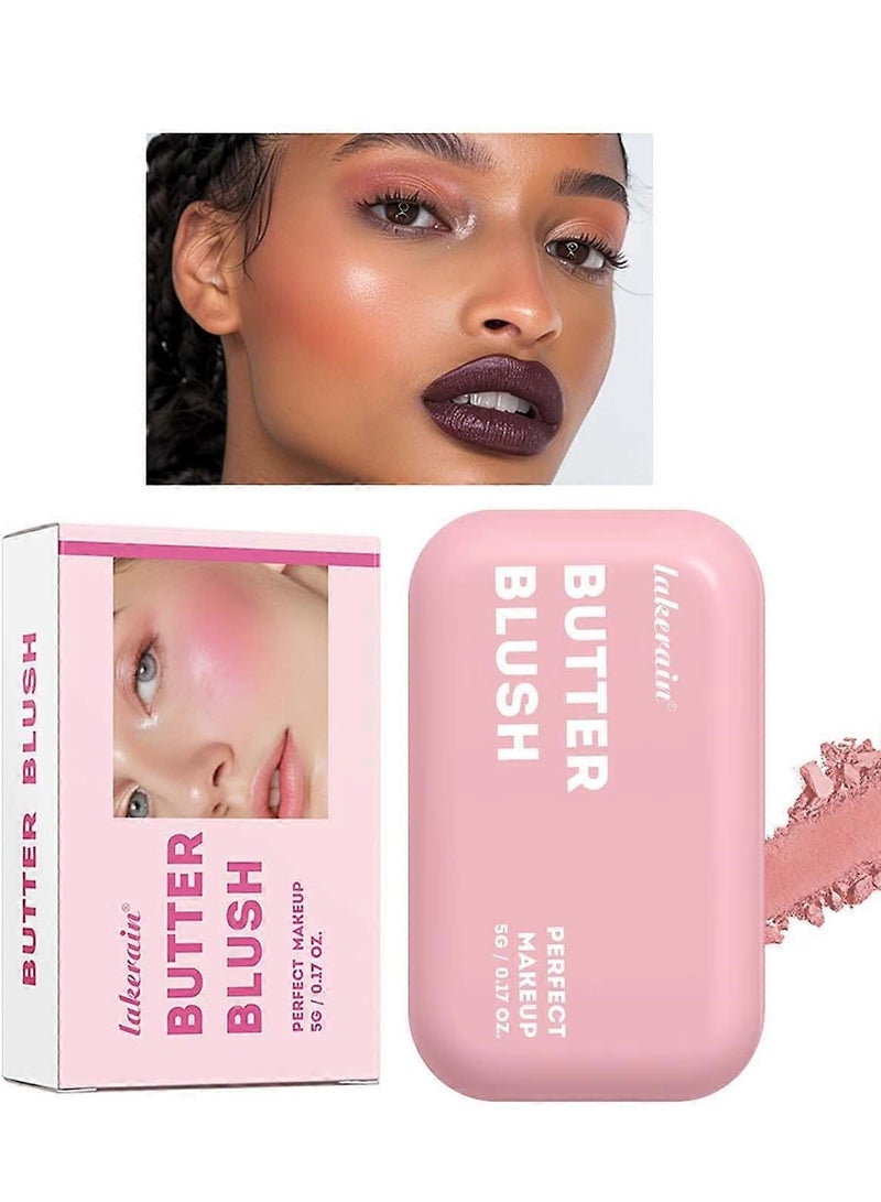 lakerain Butter Blush Matte Butter Blush Silky and Easy to Pigment Blusher Longwear Face Makeup Powder Waterproof and Sweat proof Shimmer Makeup Blush Palette 03 - Image 1