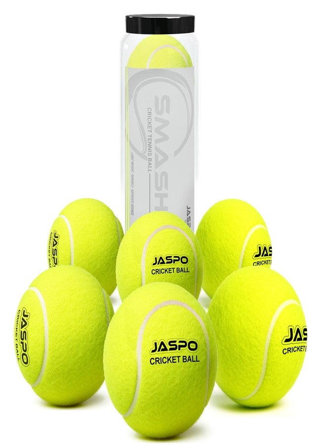 jaspo Smasher Tennis Cricket Ball | Medium Weight Soft Rubber Ball | Safe for Indoor & Society Play | Suitable for Professional Matches or Outdoor Grounds (90-100 Grams, Pack of 6pcs) - Image 1