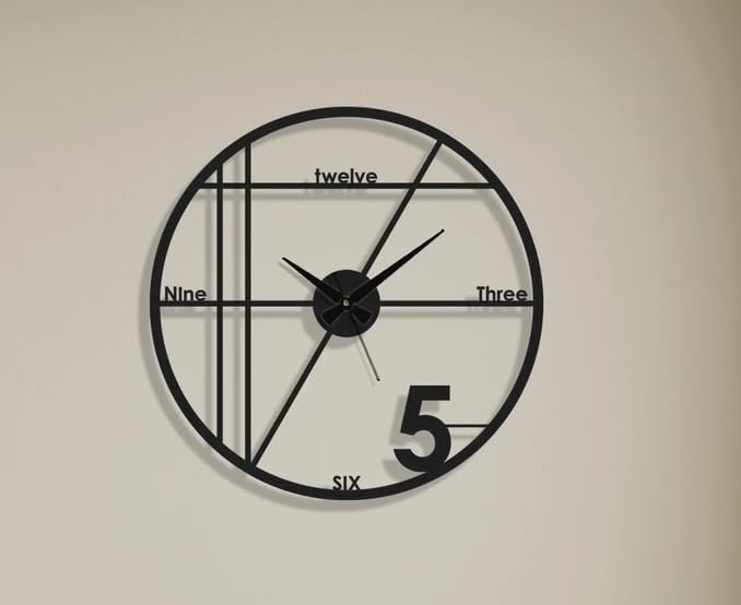 Reyoc Metal Analog Wall Clock for Living Room Bedroom Wall Hanging Decor Metal SignHousewarming Gift AntiqueBig Size Black 40 CM DA19