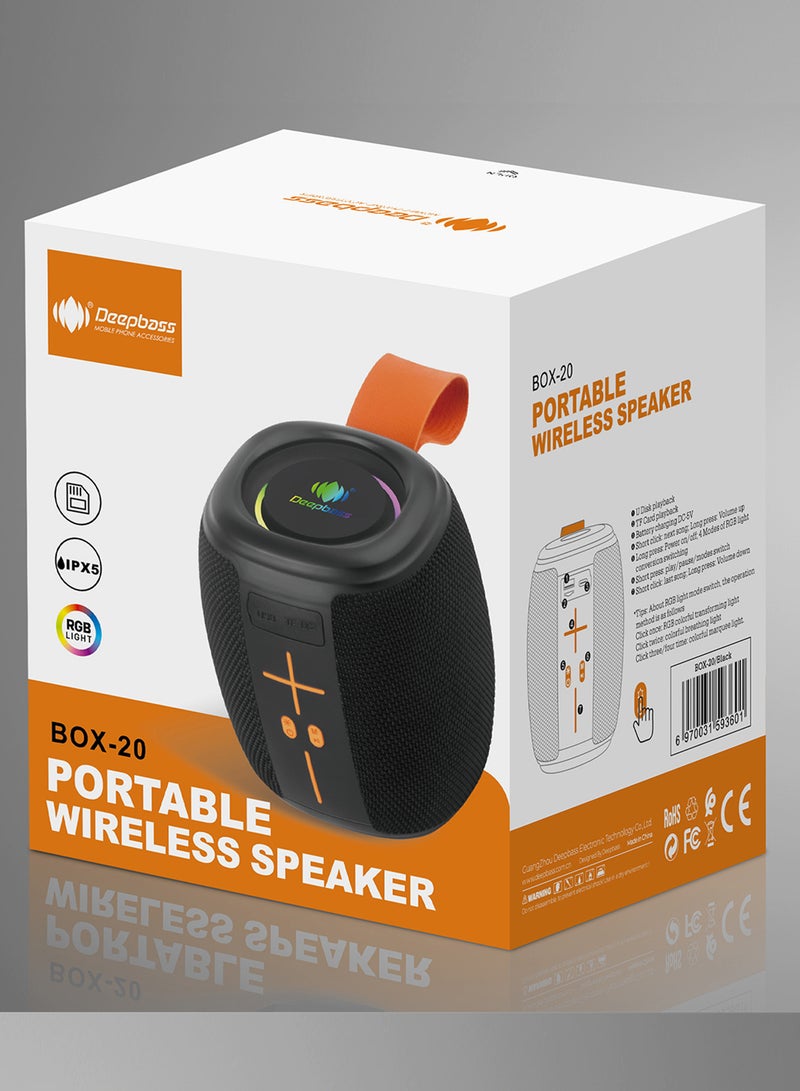 Deepbass BOX-20 Portable Wireless Speaker – RGB Light, IPX5 Waterproof, Deep Bass, Long Battery, Bluetooth - Image 4