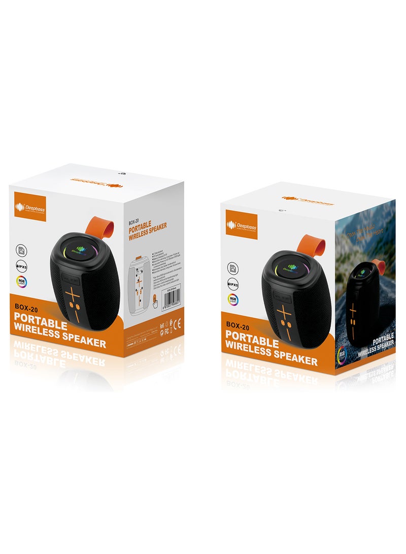 Deepbass BOX-20 Portable Wireless Speaker – RGB Light, IPX5 Waterproof, Deep Bass, Long Battery, Bluetooth - Image 2