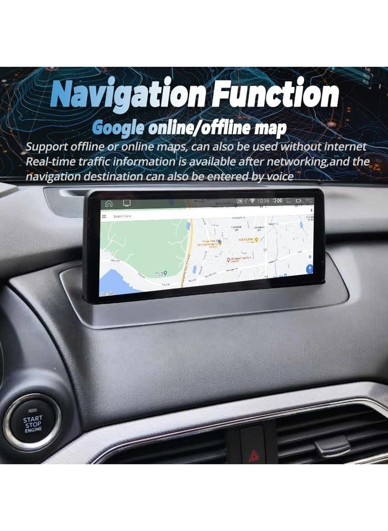 Vierex - Android Car Stereo Screen For Mazda CX9 Mazda CX-9 2016-2023 Support Apple Carplay Android Auto Wireless 4GB RAM 10.25" Screen QLED Bluetooth USB SIM Card AHD Camera Included Fast Interface - Image 1