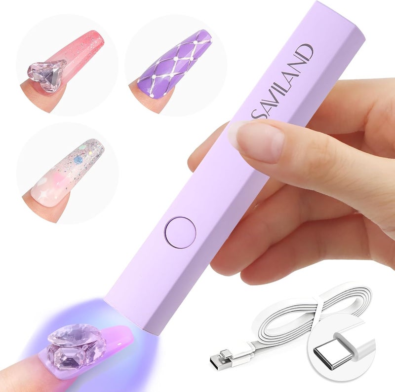 SAVILAND UV Nail Lamp 10s Fast Curing Handheld UV Light for Gel Nails 180mAh Rechargeable Nail Dryer 3W Portable Mini Timer LED Nail Light for Press Ons Nails Salon Professional Use