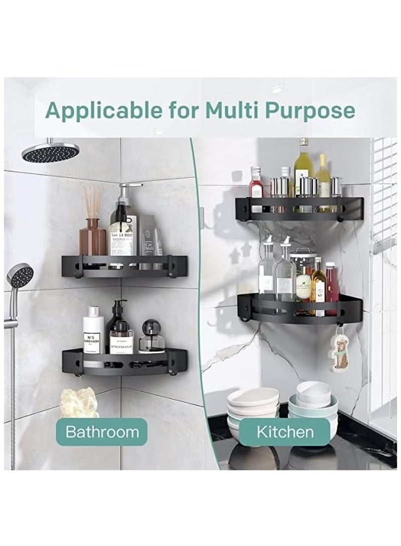 Beauenty Bathroom Shelf, Pack of 2pcs, Shower Caddy, No drilling Bathroom Organizer, Light-Weight Aluminum, Self-Adhesive Bathroom Shelves, Wall mounted Bathroom Rack, Corner Shower Shelf. - Image 3