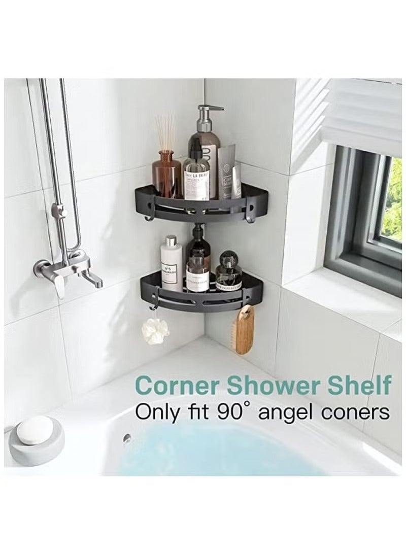 Beauenty Bathroom Shelf, Pack of 2pcs, Shower Caddy, No drilling Bathroom Organizer, Light-Weight Aluminum, Self-Adhesive Bathroom Shelves, Wall mounted Bathroom Rack, Corner Shower Shelf. - Image 2