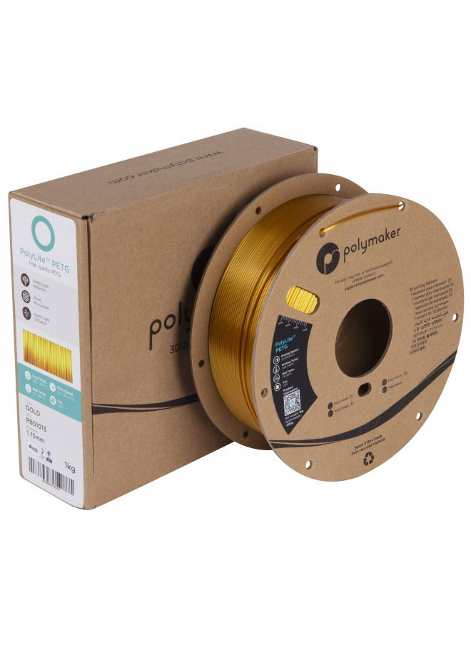 polymaker PETG Filament 1.75mm, 1kg Strong PETG 3D Printer Filament Gold - PolyLite Shiny PETG Gold 3D Printing Filament 1.75mm, Dimensional Accuracy +/- 0.03mm, Print with Most 3D Printers  - Image 2