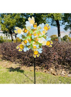 Generic Double Cute Bees Windmill Children's Toys June 1 Festival Gifts Stage Performance Props Shopping Mall Activities Sweep Code-Color:Double Bee-Specifications:Diameter 38+28cm, Height About 75cm  - Image 2