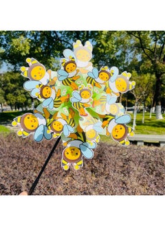 Generic Double Cute Bees Windmill Children's Toys June 1 Festival Gifts Stage Performance Props Shopping Mall Activities Sweep Code-Color:Double Bee-Specifications:Diameter 38+28cm, Height About 75cm  - Image 3