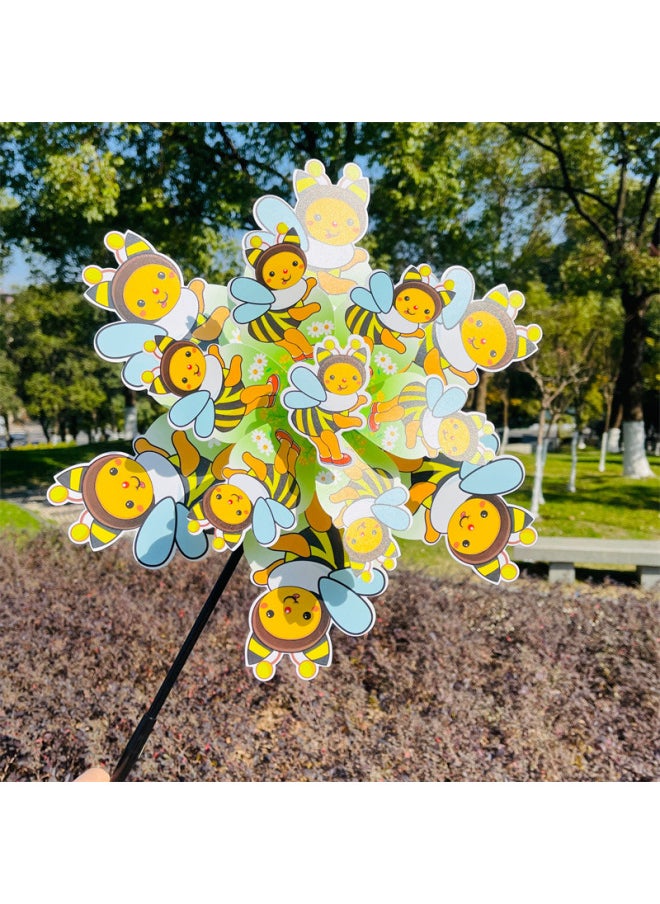 Double Cute Bees Windmill Children's Toys June 1 Festival Gifts Stage Performance Props Shopping Mall Activities Sweep Code-Color:Double Bee-Specifications:Diameter 38+28cm, Height About 75cm  - Image 3