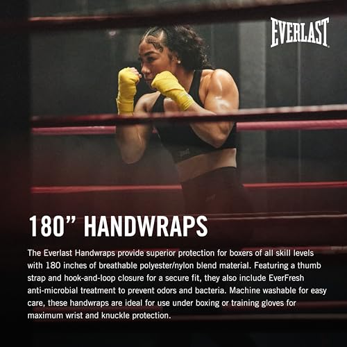 Everlast Boxing Handwraps, Machine Washable Speedbag Training and Martial Arts Hand Wrap, Gold - Image 2