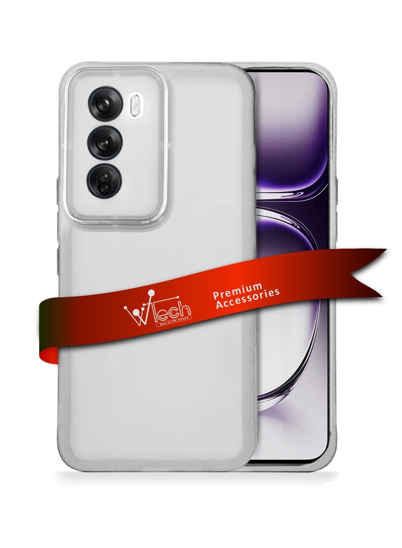 Wtech Soft Transparent TPU Silicone Ultra Thin Phone Stylish Electroplated Camera Border Back Case Cover For Oppo Reno12 5G 2024 White - Image 1