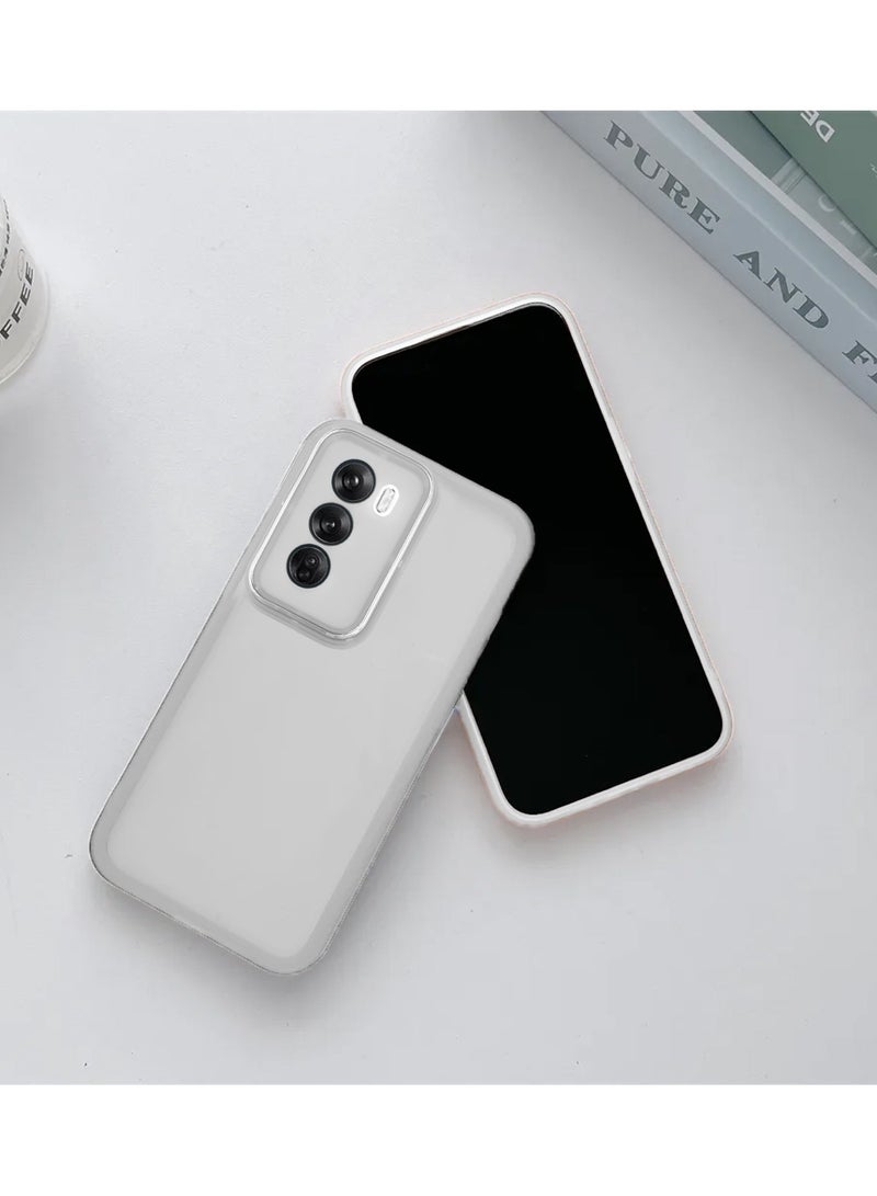 Wtech Soft Transparent TPU Silicone Ultra Thin Phone Stylish Electroplated Camera Border Back Case Cover For Oppo Reno12 5G 2024 White - Image 2