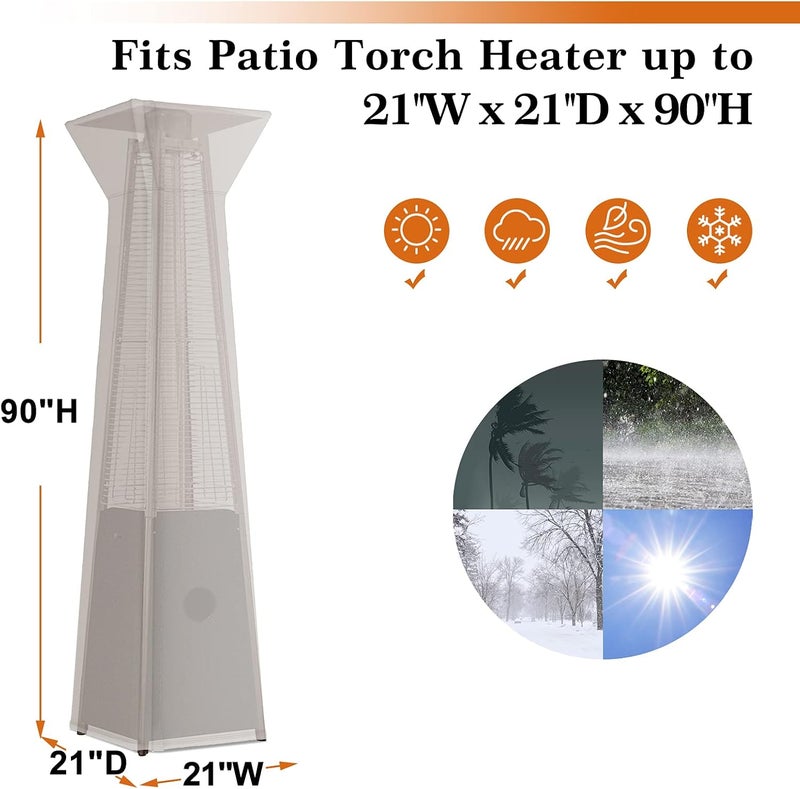 MR. COVER Pyramid Patio Heater Cover for Hiland, Outdoor Cover Waterproof, Propane Heater Heavy Duty with Zipper, 21W x 21D x 90H - Image 1