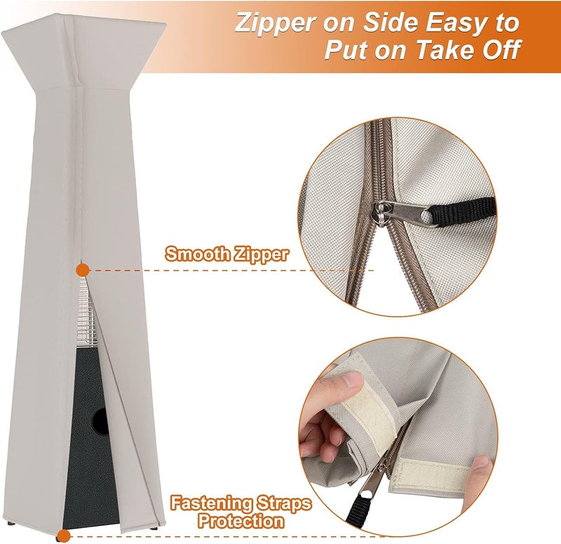 MR. COVER Pyramid Patio Heater Cover for Hiland, Outdoor Cover Waterproof, Propane Heater Heavy Duty with Zipper, 21W x 21D x 90H - Image 3