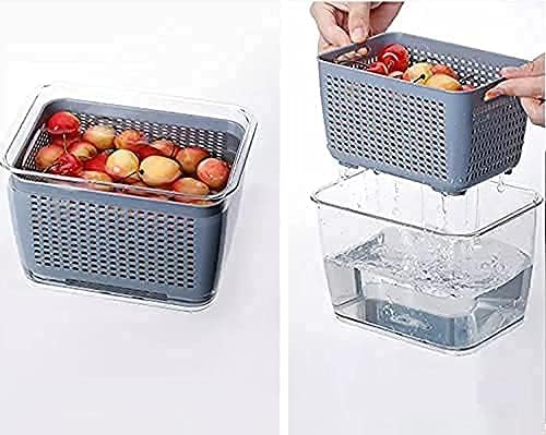 VAEGI VAEGI Fridge Food Saver 17Litres Fridge Storage box Refrigerator Fresh Vegetable Fruit Meat Container Removable Drain Basket Storage Containers Lid Kitchen Tools Organizer 17Lpack of 1 - Image 3