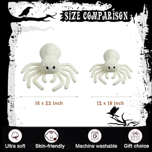 YRXRUS Spider Pillows Halloween Pillows Cute Spider Shaped Throw Pillow for Happy Halloween Decoration White Plush Pillow Gifts 12x18 in Small Cute Soft Rabbit Fur for Fall Accent Pillow - Image 3