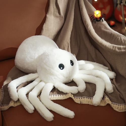 YRXRUS Spider Pillows Halloween Pillows Cute Spider Shaped Throw Pillow for Happy Halloween Decoration White Plush Pillow Gifts 12x18 in Small Cute Soft Rabbit Fur for Fall Accent Pillow - Image 1