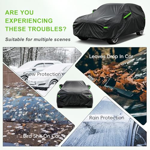 KouKou SUV Car Cover Waterproof All Weather, 7 Layers Outdoor Jeep Car Covers for Automobiles Rain Snow UV Protection, Universal Fit BMW X5, Ford Explorer, Acura MDX, ect.(Length 191-201 inch) - Image 5