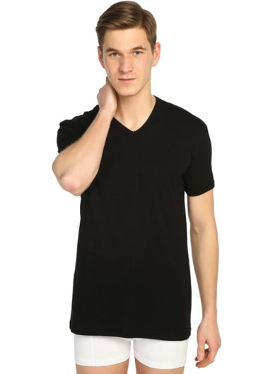 Tutku 6 Pieces Black Color V-Neck Short Sleeve Singlet Undershirt 