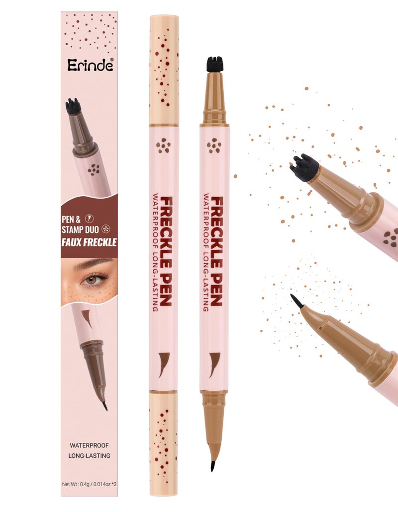 Erinde 2In1 DualEnded Freckle Pen Freckle Stamp Waterproof Freckles Makeup Kit with Precise Curved Tip for Natural Lifelike Faux Freckles LongLasting Quick Dry SmudgeProof Fake Freck Pen 01 - Image 3