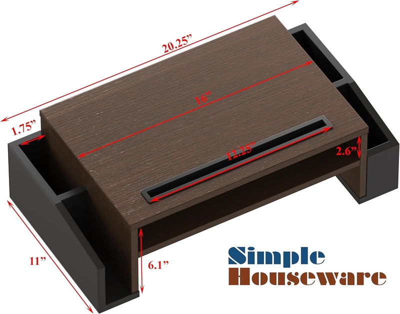 Simple Houseware Desk Monitor Stand Riser with Adjustable Organizer tray, Espresso - Image 4