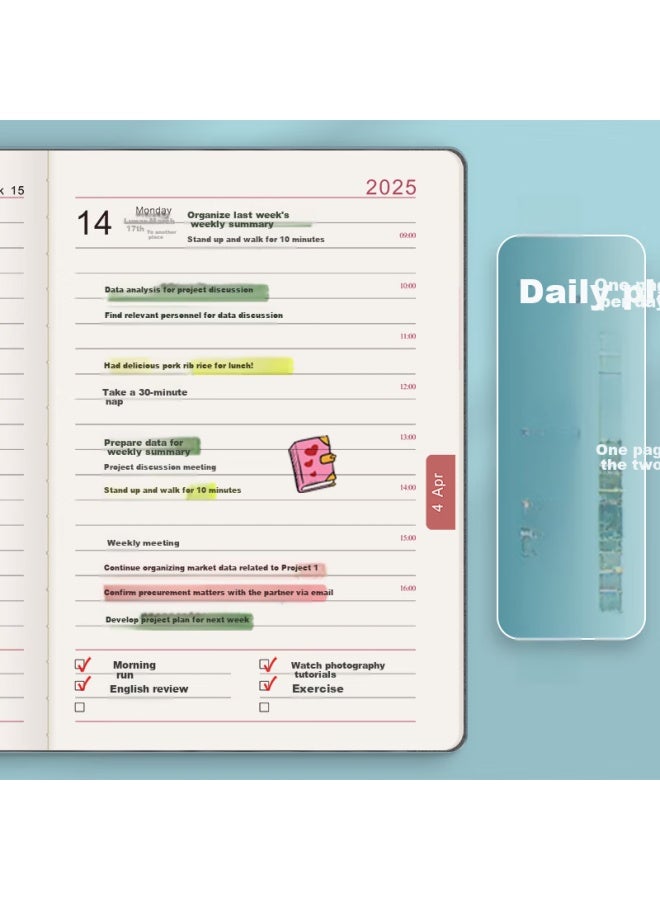 Shen Shi Lowest Price Online] 2025 B5 Full-year Planner Notebook 352 Pages, Work Efficiency Manual, Diary, Customizable, D18 Sky Blue 1 Book - Image 3