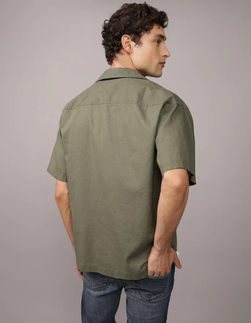 امريكان ايجل Linen-Blend Button-Up Poolside Shirt