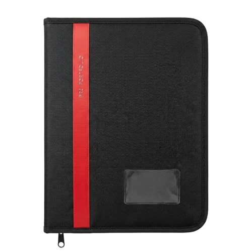 CAMPIO PU Leather 20-Leaf Strip File Folder,Professional Interview Portfolio Zipped Folder,Document Holder Organizer,Certificate File Holder Bag-Set of 1 (Color Varies),Black - Image 1