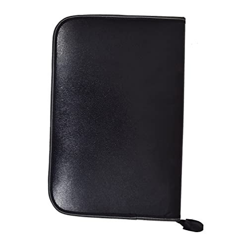 CAMPIO PU Leather 20-Leaf Strip File Folder,Professional Interview Portfolio Zipped Folder,Document Holder Organizer,Certificate File Holder Bag-Set of 1 (Color Varies),Black - Image 3
