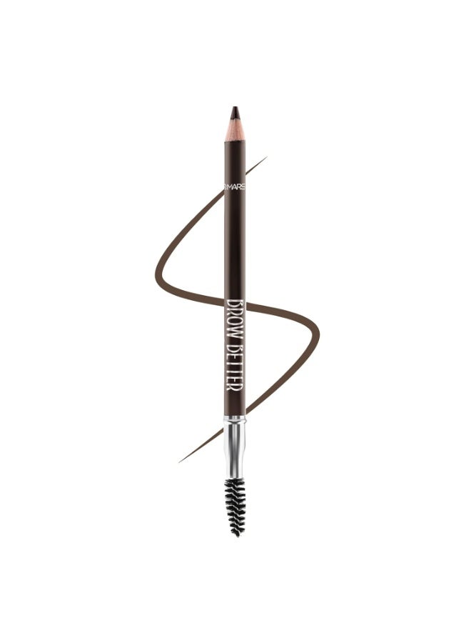 MARS Brow Better Eyebrow Pencil with Spoolie | Long-Lasting & Smudge Proof | Rich Pigmentation | Natural-Looking Results | Easy to Sharpen (1.4 gm) (Dark Brown) - Image 1