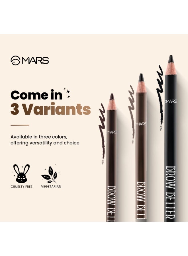 MARS Brow Better Eyebrow Pencil with Spoolie | Long-Lasting & Smudge Proof | Rich Pigmentation | Natural-Looking Results | Easy to Sharpen (1.4 gm) (Dark Brown) - Image 2