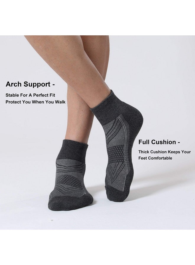 CS CELERSPORT CelerSport 6 Pack Men's Ankle Socks with Cushion, Sport Athletic Running Socks, 3 Dark Gray + 3 Gray, Large - Image 4