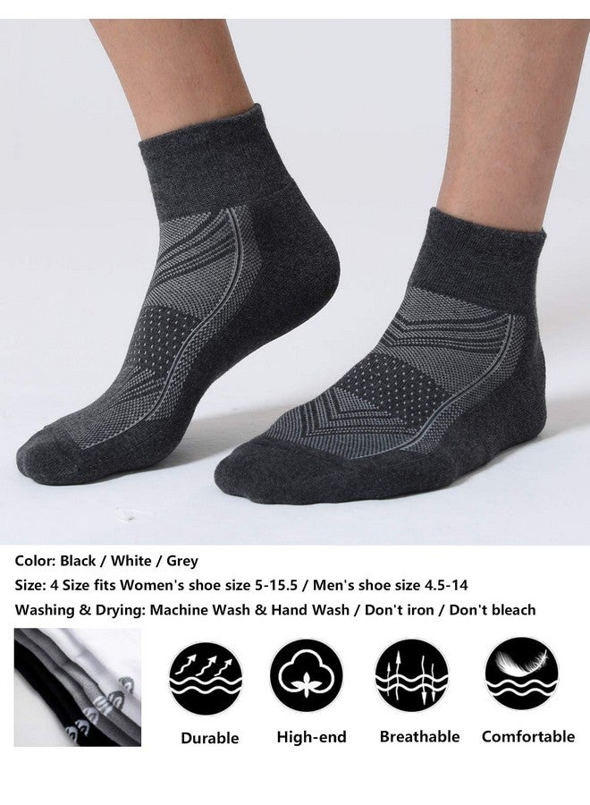 CS CELERSPORT CelerSport 6 Pack Men's Ankle Socks with Cushion, Sport Athletic Running Socks, 3 Dark Gray + 3 Gray, Large - Image 2