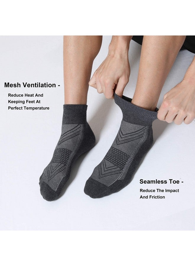CS CELERSPORT CelerSport 6 Pack Men's Ankle Socks with Cushion, Sport Athletic Running Socks, 3 Dark Gray + 3 Gray, Large - Image 3