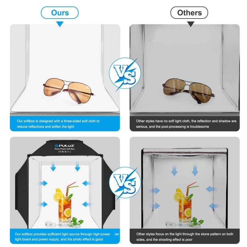 PULUZ Light Box, PULUZ 16"x16" Studio Light Box with 480pcs LEDs Lights 4 Color PVC Photography backdrops Shooting Tent for Jewelry and Product Portable Lightbox Picture Box for Photography (Upgrade) - Image 3
