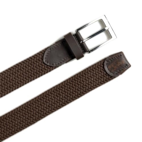 MaheTri Braided Canvas Stretchable Leather Belt, Premium Woven fabric Adjustable & Hole Free Belt for Men & Women (Black, Brown, Cream Black, Cream Brown) (Brown, 42"-44" Waist Adjustable) - Image 5