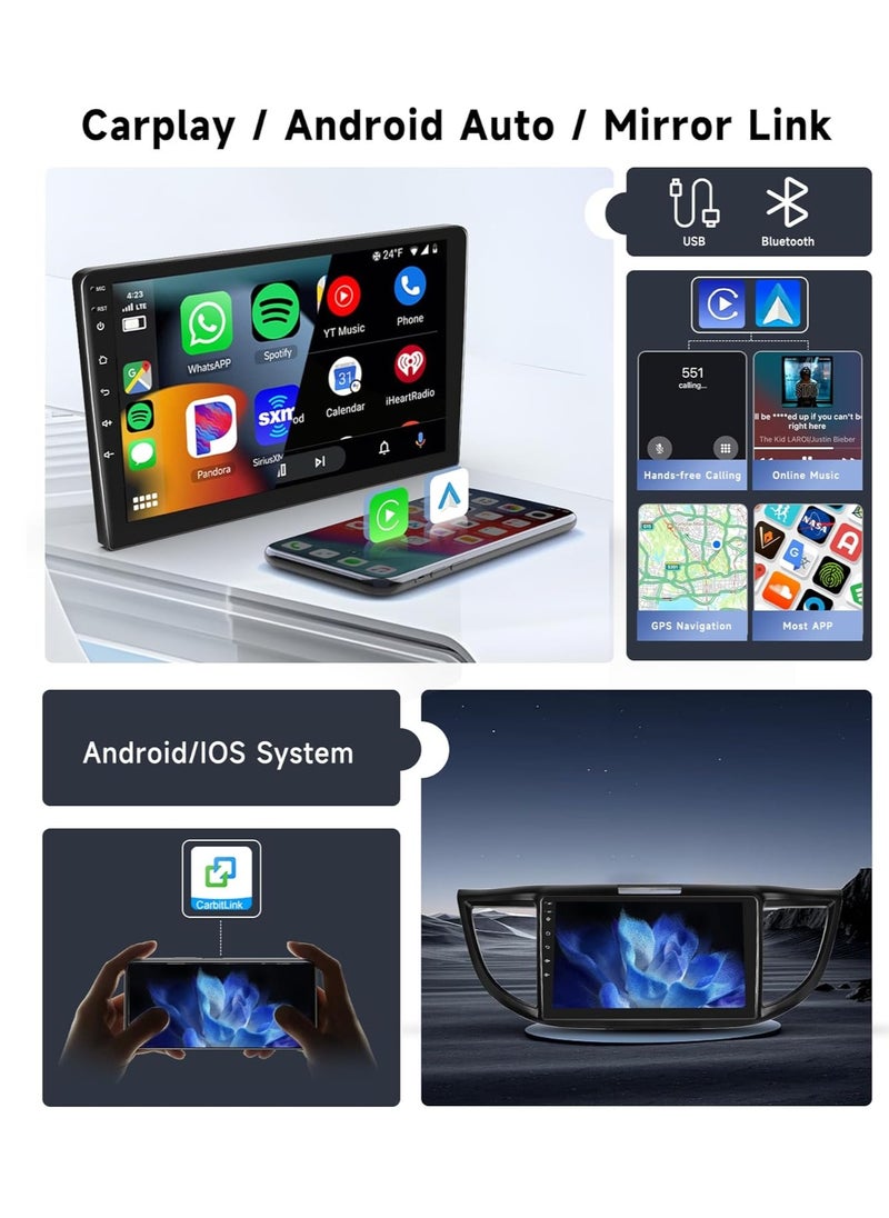 Generic - [8 CORE 4G+64G] for Honda CRV 2012-2016 Car Radio with Wireless Carplay/Android Auto, 9 Inch Android 13 IPS Touch Screen Car Stereo, Bluetooth, GPS Navi, WiFi, SWC, DSP + Backup Camera - Image 1
