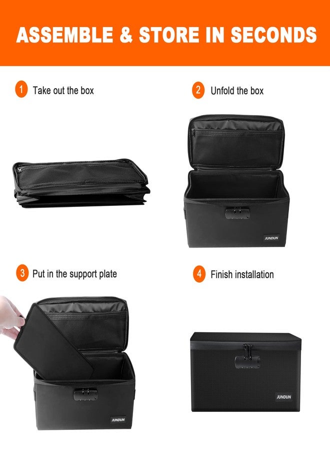 JUNDUN Collapsible CD Storage Box, Water-Resistant & Fireproof, Holds up to 165 Discs | 30 Full Jewel Cases | 60 Slim Cases, Durable CD Holder with Lid - Black - Image 5