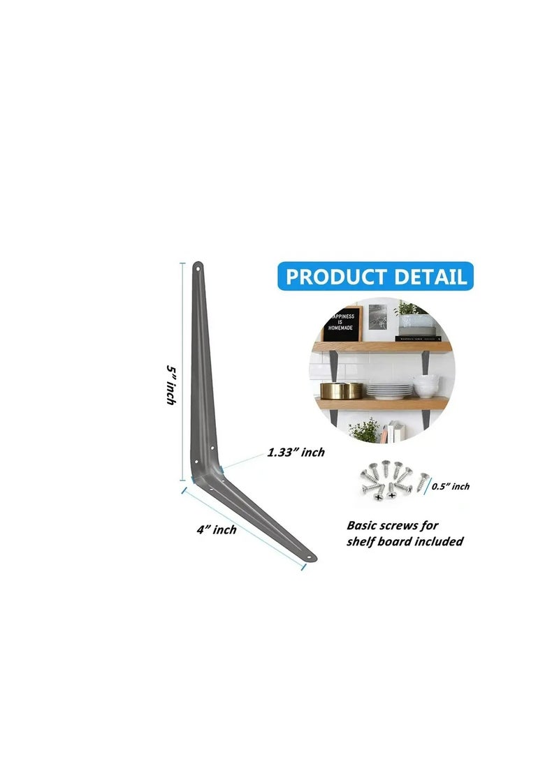 KNP KNP Grey light duty shelf brackets 6x8 INCH feature a tripod style design providing sturdy and reliable support for medium sized shelves.  - Image 3